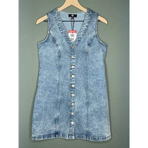 Frye Ladies Denim Mini Dress Size Large Light Wash Sleeveless XS NWT - Picture 1 of 12